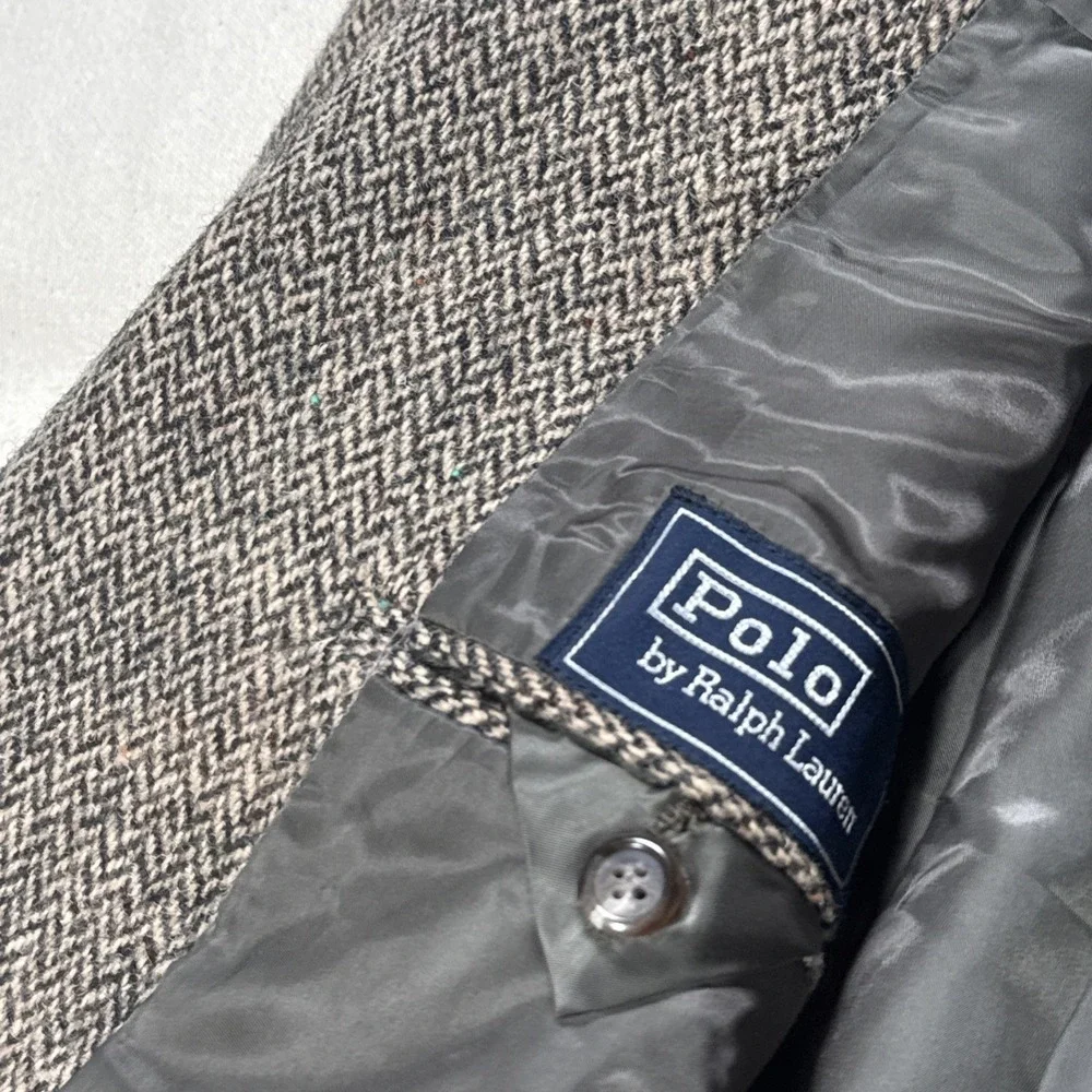 Polo Ralph Lauren Harris Tweed Wool Sportcoat Mens 41L Gray Blazer